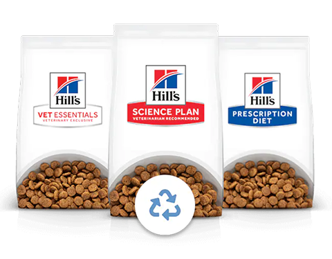 hrana pentru animale de companie Hills și semnul de reciclare