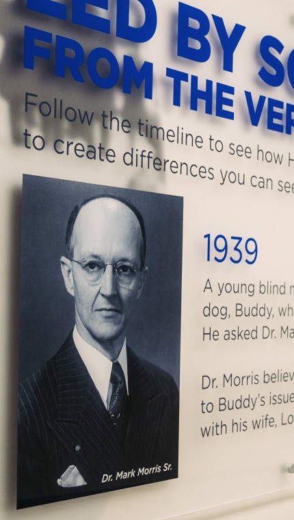 O cronologie a istoriei Hill's pe un perete din interiorul